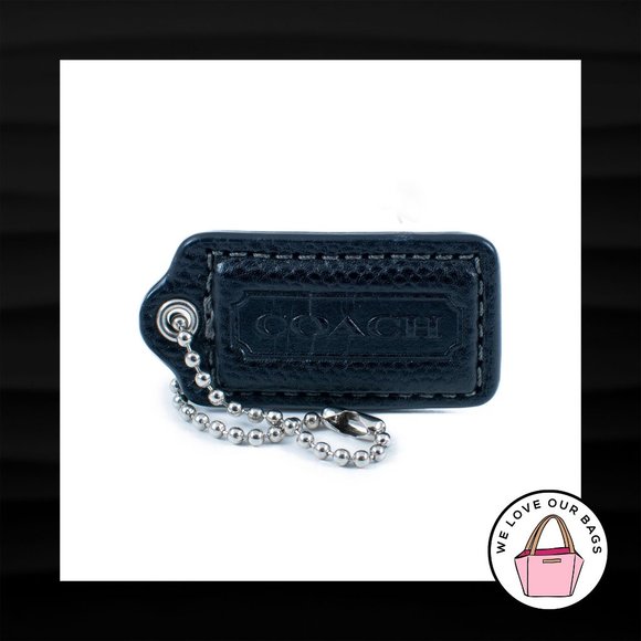 2" Med COACH BLACK PYTHON EXOTIC LEATHER NICKEL FOB BAG CHARM KEYCHAIN HANG TAG - Picture 1 of 2